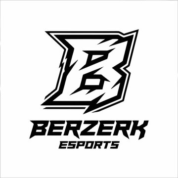 Berzerk Esports logo features a stylized letter B with bold font and lightning effect on white background