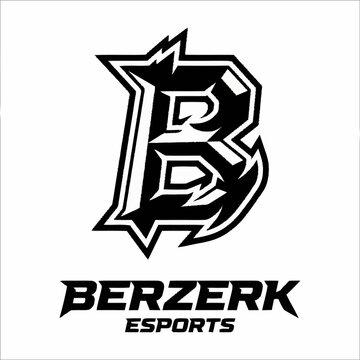 Berzerk Esports logo design with bold black lettering and stylized graphics