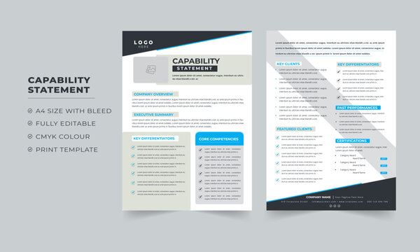 Capability Statement Business Document and Capability Statement Template Design for your business 