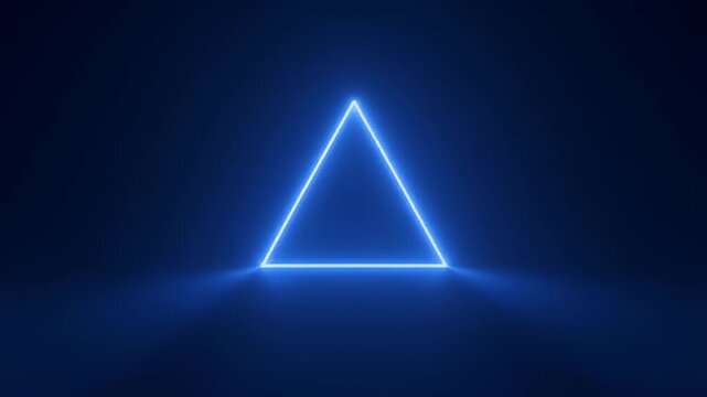 Glowing Blue Neon Triangle Abstract Background with Light Effects