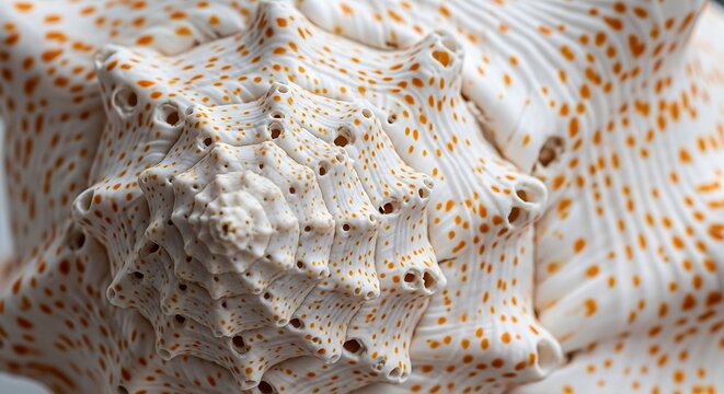 Close-up of white conch shell texture.