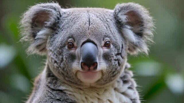 Close-up portrait of a cute koala bear with soft fur and curious eyes in a natural setting.