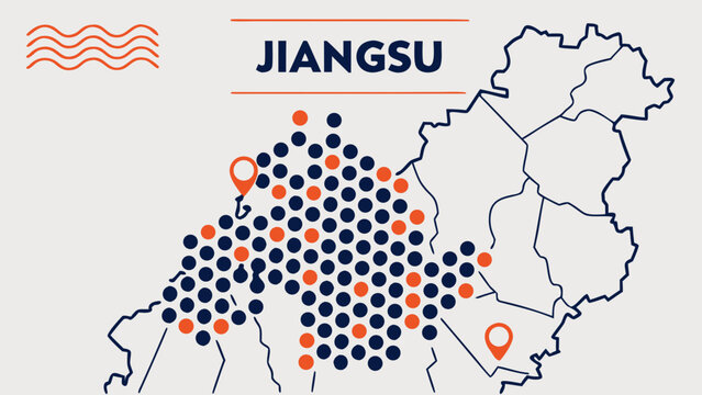 Map of Jiangsu Province with Location Markers
