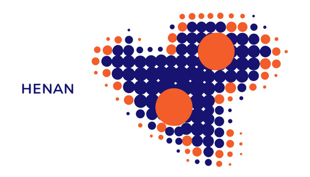 Henan Province Map Dots Graphic