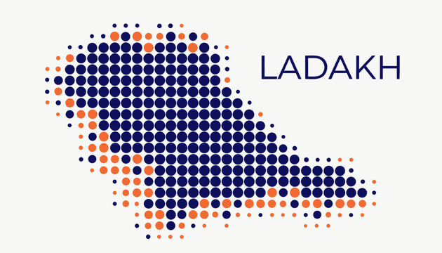 Ladakh Region Map Dots Illustration