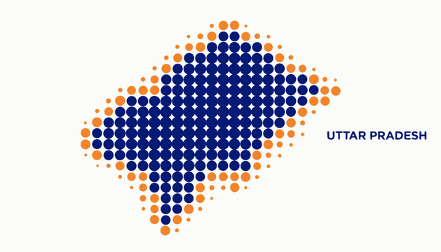 Uttar Pradesh Map Dots Illustration