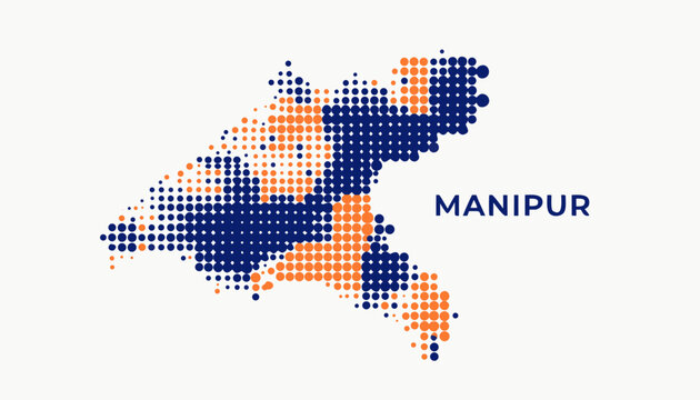 Manipur India Map Dots Illustration