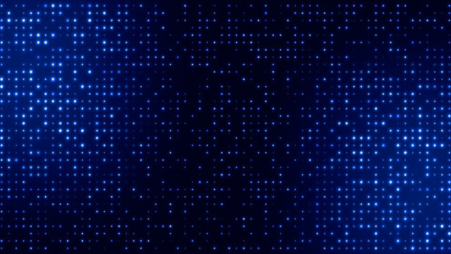 Blue LED Digital Dot Grid Background , Futuristic Light Wall for Stage Screens, Nightclub Visuals, UI Backdrops, Tech Presentations and VJ social media background
