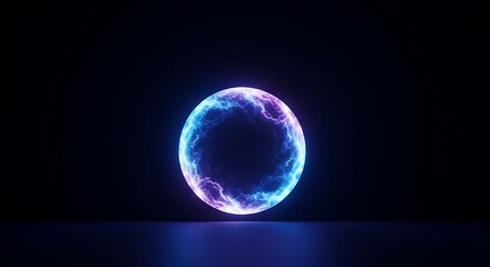 Fototapeta premium Glowing Orb of Cosmic Energy Floating in Darkness with Electric Blue and Purple Hues