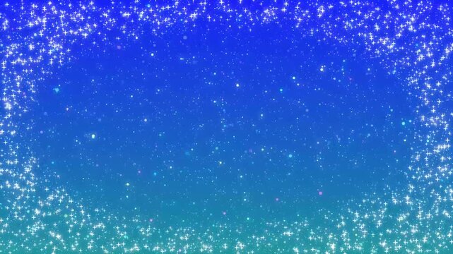 Starry Night Sky Loop Background with Glitter Frame and Twinkling Stars, Seamless 15 Seconds 4K