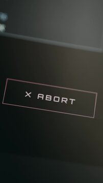 Digital interface with an ABORT button to cancel ongoing tasks