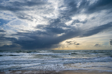 Obraz premium Stormy Atlantic Ocean over Cadiz beach, Andalusia, Spain