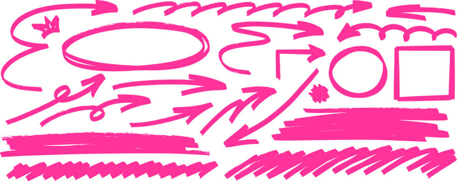 Calm drawn sketch where highlight and marker soften the look, arrow leads the line and underline forms a neat shape in pen flow.