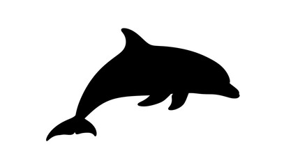 Fototapeta premium Black silhouette of a dolphin swimming.