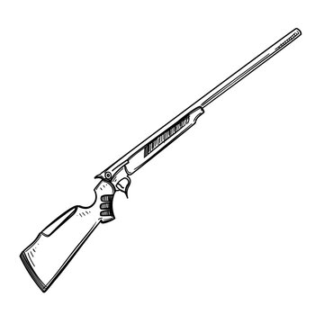air rifle gun vector line art hand drawn illustration