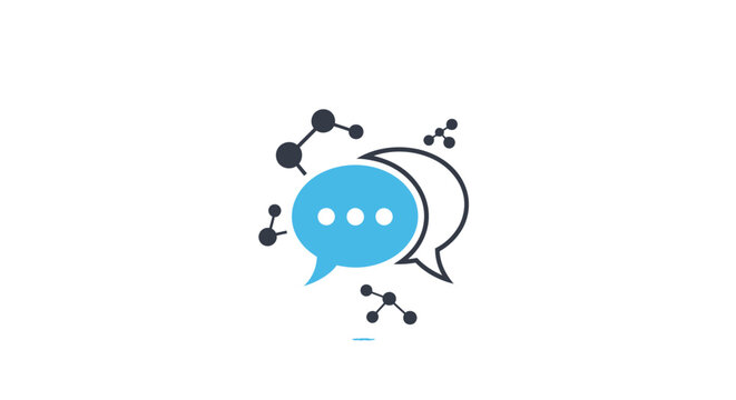 Blue and white speech bubbles chatting.