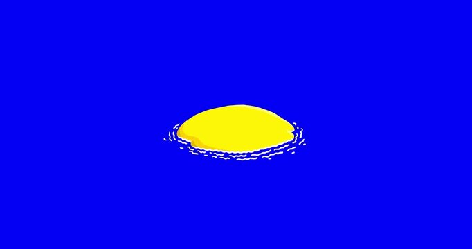 Holidays empty desert island on the ocean bluebox isolated. Cartoon seamless loop 2d color motion design style animation blue screen background. Explainer, symbol, metaphor.
