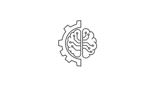 Brain with gear technology symbol.