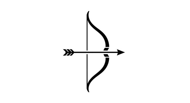 Black bow and arrow symbol icon.