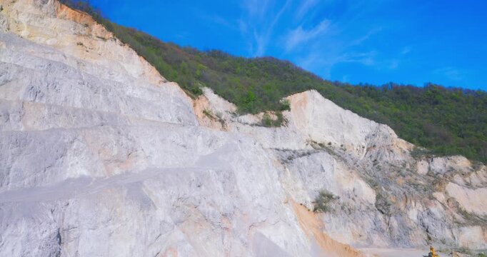 Limestone quarry with terraced rock faces near Samobor, Croatia