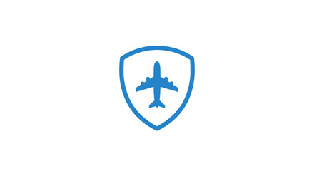 Fototapeta premium Airplane Inside Blue Shield Logo.