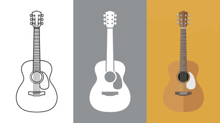 Fototapeta premium Guitars in Different Colors and Styles Isolated on Various Backgrounds