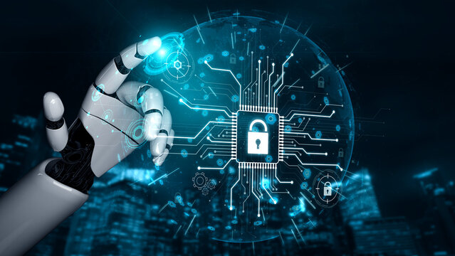 AI safeguarding cyber security system, monitoring threats, analyzing attack patterns, and securing digital infrastructure using intelligent encryption protocols. Vouch