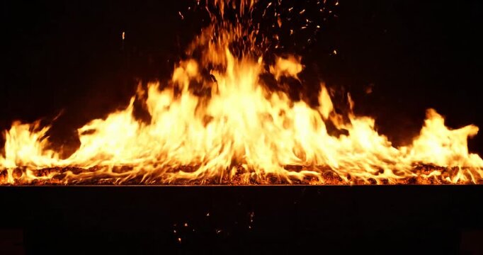 Flames burning on a surface.