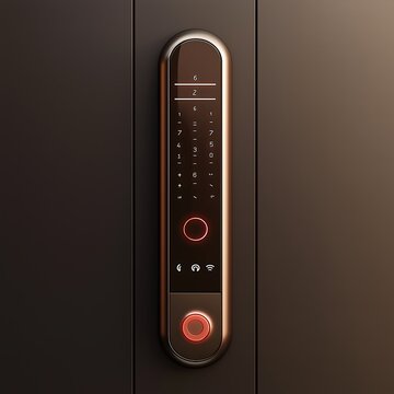 Modern smart door lock with illuminated touchpad and sleek metallic design