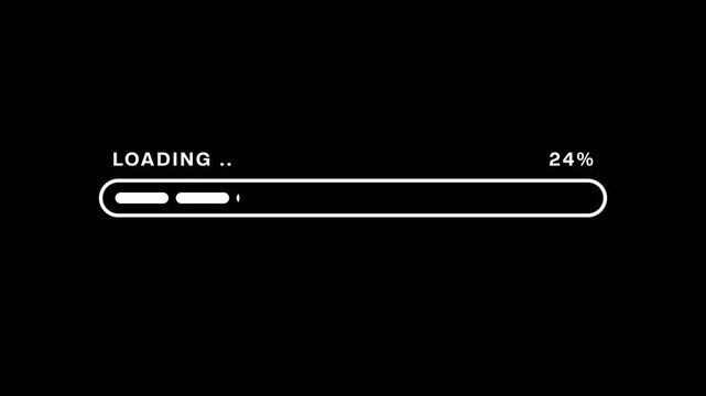 Minimal segmented loading progress bar with percentage indicators on a screen background. Loading progress bar with 0 to 100% percentage. Upload progress tracker minimal ui style. 4K Video