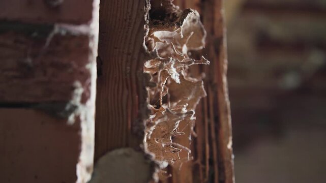 Remnants of wood wall after attack by termites and white ants