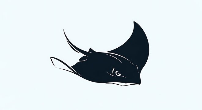 Black silhouette of a flying fish.