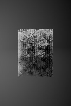 3D monochrome pixel wall with coded texture on dark field