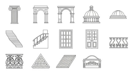 Various architectural design elements icons. © simbok84