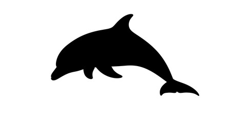 Fototapeta premium Black silhouette of a dolphin jumping.