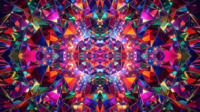 Kaleidoscopic Abstract Art - A Vibrant Display of Geometric Patterns.