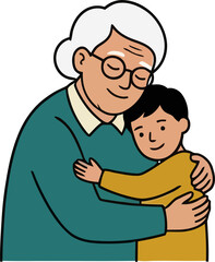 Obraz premium A heartwarming illustration of an elderly woman embracing a young child with love and affection