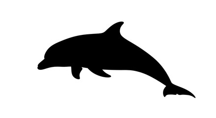 Fototapeta premium Black silhouette of a dolphin swimming.