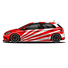 Obraz premium Red Car with White Stripes Design.
