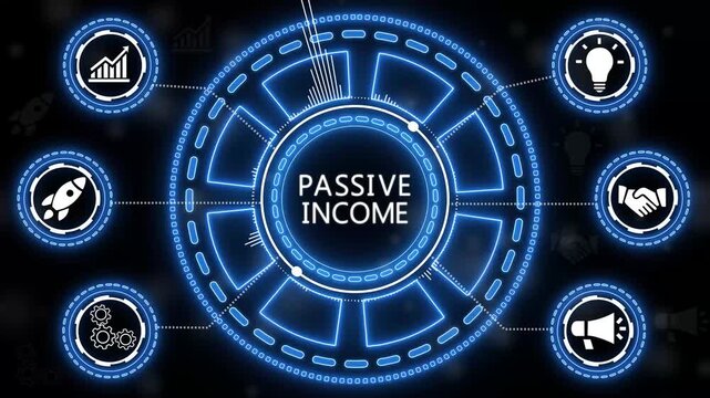 Digital concept illustrating passive income generation and financial growth strategy.4k Animation.
