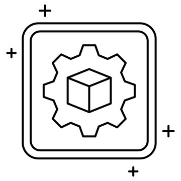 AI Model Processing Icon, Data Transformation and Algorithm Execution Workflow for Machine Learning Systems, Enabling Efficient Computation and Intelligent Output Generation