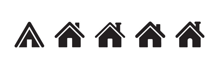 Fototapeta premium House icons collection vector graphics simple solid black shapes with transparent background.