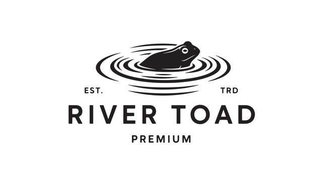 Frog vector logo with spiral motion rings, vintage streetwear typography and premium est trd text badge
