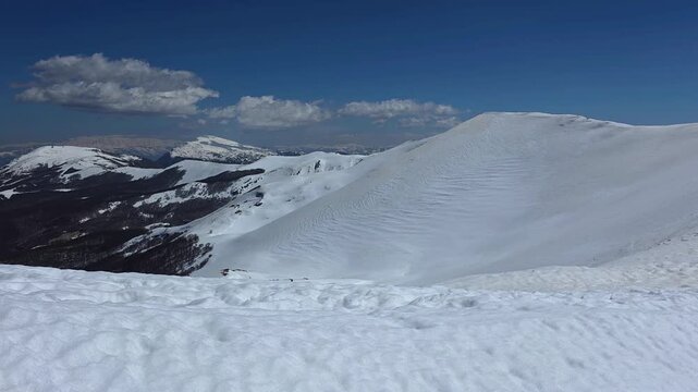 Stunning view of the Monte Puzzillo ridge in Abruzzo, part of the Sirente-Velino mountain range, located on the south-western side of the L&rsquo;Aquila basin