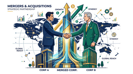 Obraz premium Mergers and Acquisitions Strategic Partnership Concept Vector
