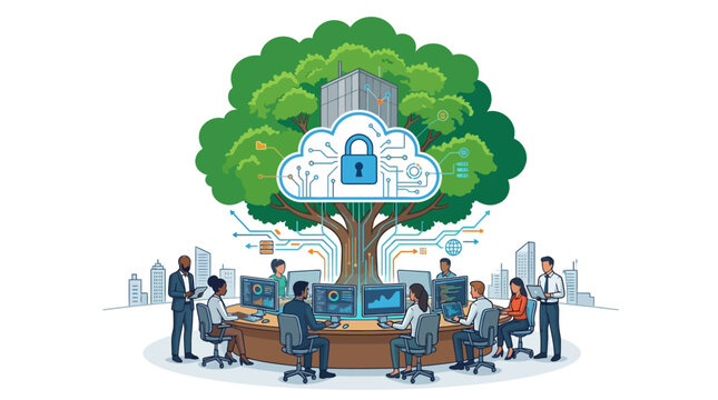 Secure Cloud Computing and Green IT Concept Vector