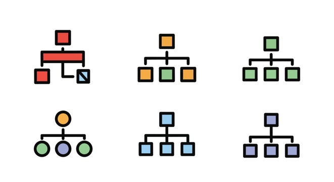 Flowchart diagram with colorful boxes.