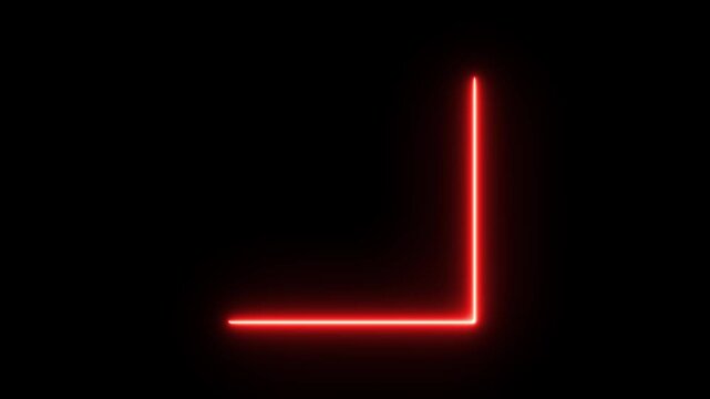 Neon Red Glowing Corner Line Animation with Motion Graphics Effect.