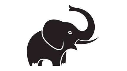 Elephant silhouette logo with curved white lines and minimalist vector style for safari and nature branding © Farjana