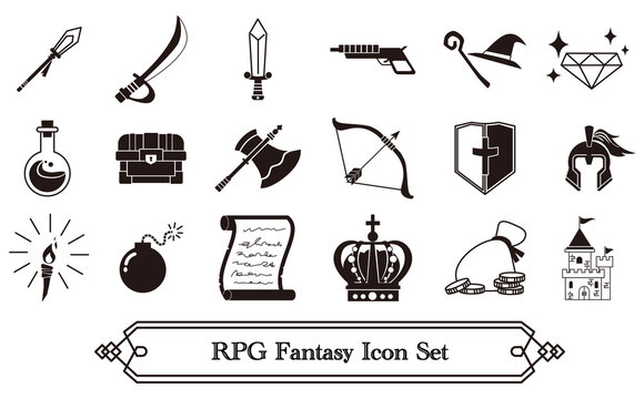 ファンタジーゲームアイコンセット 戦闘・魔法